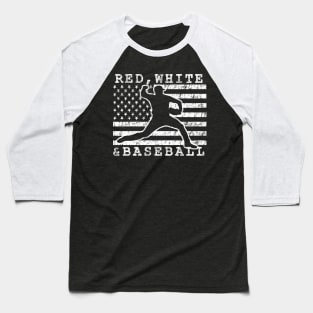 Red White and Baseball American Flag USA pitcher Baseball Pitching Baseball T-Shirt